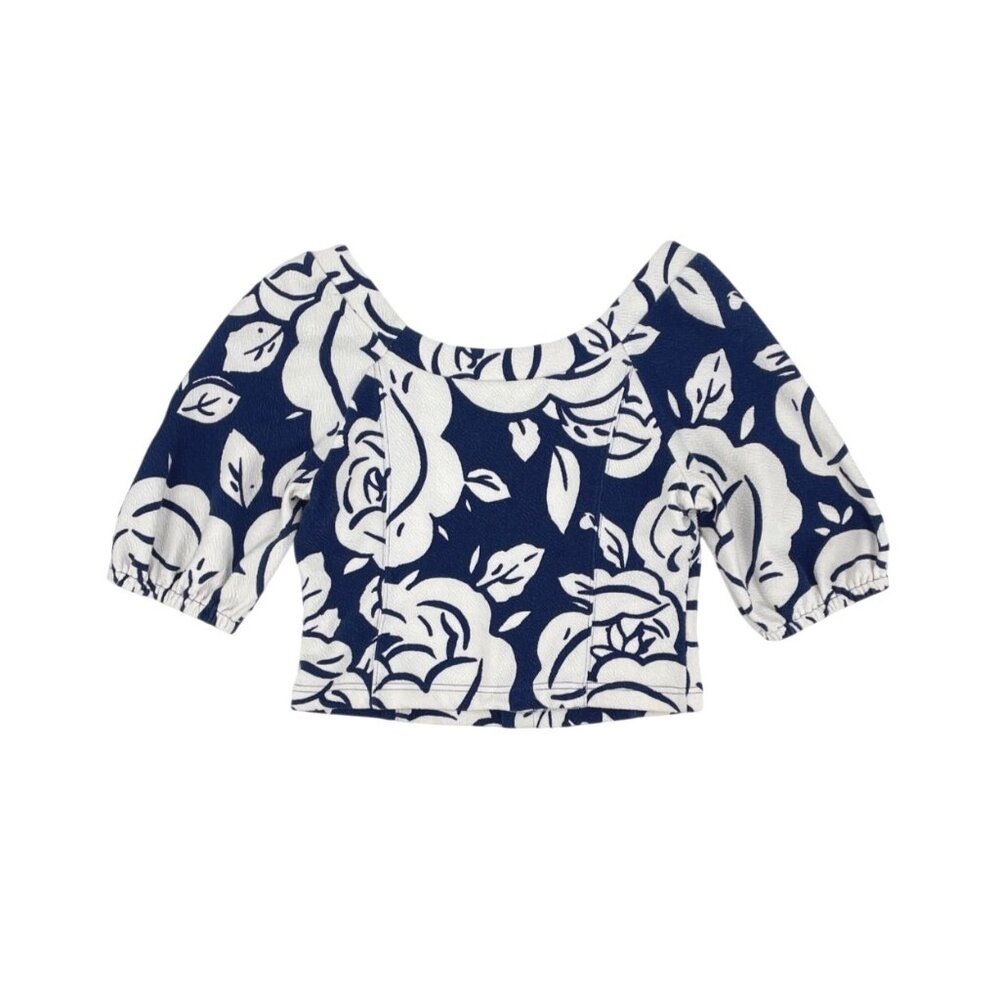 Anthropologie Maeve Amiens Blue Floral Midi Flared Skirt Top Set Womens Medium - Picture 11 of 12